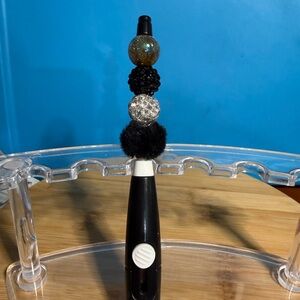 Handmade Beaded Pom Box Cutter - Black, Silver, Sparkle